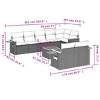 9-tlg. Garten-Sofagarnitur mit Kissen Schwarz Poly Rattan