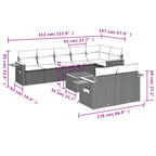 9-tlg. Garten-Sofagarnitur mit Kissen Schwarz Poly Rattan