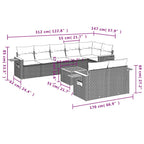 9-tlg. Garten-Sofagarnitur mit Kissen Grau Poly Rattan