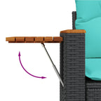 9-tlg. Garten-Sofagarnitur mit Kissen Schwarz Poly Rattan