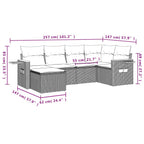 6-tlg. Garten-Sofagarnitur mit Kissen Grau Poly Rattan