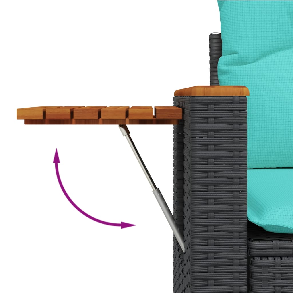 7-tlg. Garten-Sofagarnitur mit Kissen Schwarz Poly Rattan