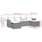 6-tlg. Garten-Sofagarnitur mit Kissen Grau Poly Rattan
