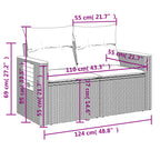 10-tlg. Garten-Sofagarnitur mit Kissen Grau Poly Rattan