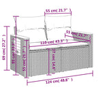 10-tlg. Garten-Sofagarnitur mit Kissen Grau Poly Rattan