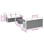 7-teiliges Gartensofa-Set mit Kissen, grau, Polyrattan