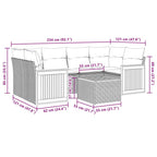 7-teiliges Gartensofa-Set mit Kissen, grau, Polyrattan