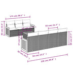 8-teiliges Gartensofa-Set mit Kissen, grau, Polyrattan