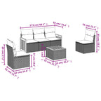 6-teiliges Gartensofa-Set mit Kissen, grau, Polyrattan