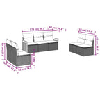 7-tlg. Garten-Sofagarnitur mit Kissen Schwarz Poly Rattan