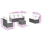8-teiliges Gartensofa-Set mit Kissen, grau, Polyrattan