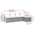 5-teiliges Gartensofa-Set mit Kissen, grau, Polyrattan