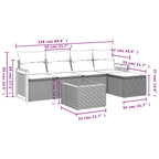6-tlg. Garten-Sofagarnitur mit Kissen Schwarz Poly Rattan