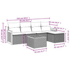 6-tlg. Garten-Sofagarnitur mit Kissen Grau Poly Rattan