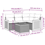 5-tlg. Garten-Sofagarnitur mit Kissen Schwarz Poly Rattan