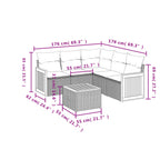 6-teiliges Gartensofa-Set mit Kissen, grau, Polyrattan