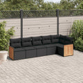 6-tlg. Garten-Sofagarnitur mit Kissen Schwarz Poly Rattan