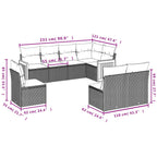 8-teiliges Gartensofa-Set mit Kissen, schwarzes Polyrattan