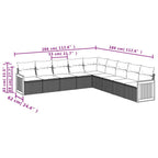9-teiliges Gartensofa-Set mit Kissen, grau, Polyrattan