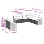9-teiliges Gartensofa-Set mit Kissen, grau, Polyrattan