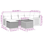 7-teiliges Gartensofa-Set mit Kissen, grau, Polyrattan