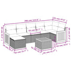 8-teiliges Gartensofa-Set mit Kissen, schwarzes Polyrattan