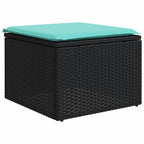 9-teiliges Gartensofa-Set mit Kissen, schwarzes Polyrattan