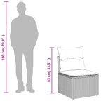 9-teiliges Gartensofa-Set mit Kissen, schwarzes Polyrattan