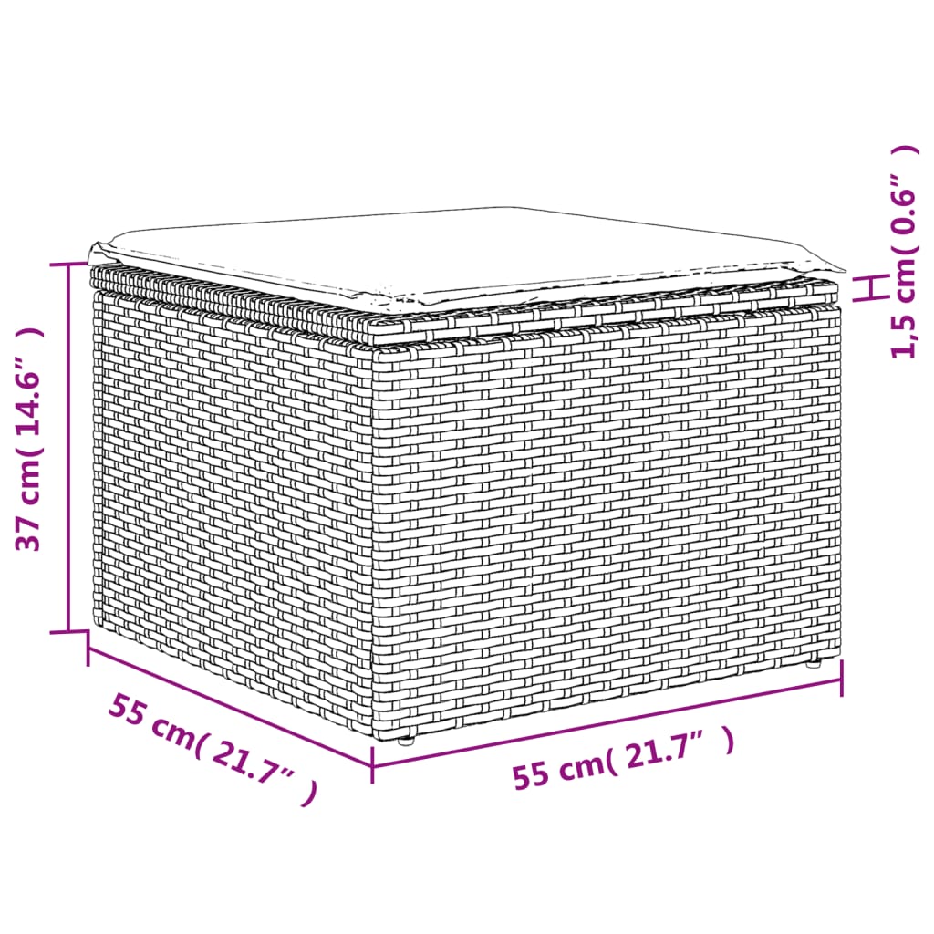 9-teiliges Gartensofa-Set mit Kissen, schwarzes Polyrattan