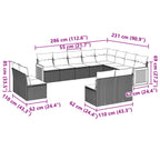 12-tlg. Garten-Sofagarnitur mit Kissen Grau Poly Rattan