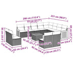 13-tlg. Garten-Sofagarnitur mit Kissen Schwarz Poly Rattan