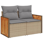 14-tlg. Garten-Sofagarnitur mit Kissen Beige Poly Rattan