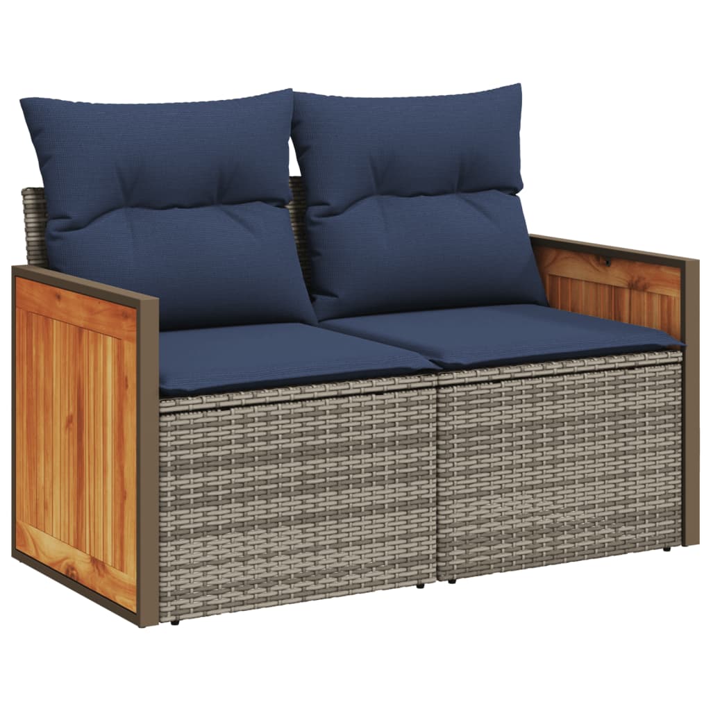 11-teiliges Gartensofa-Set mit Kissen, grau, Polyrattan