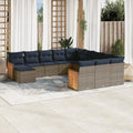 12-teiliges Gartensofa-Set mit Kissen, grau, Polyrattan