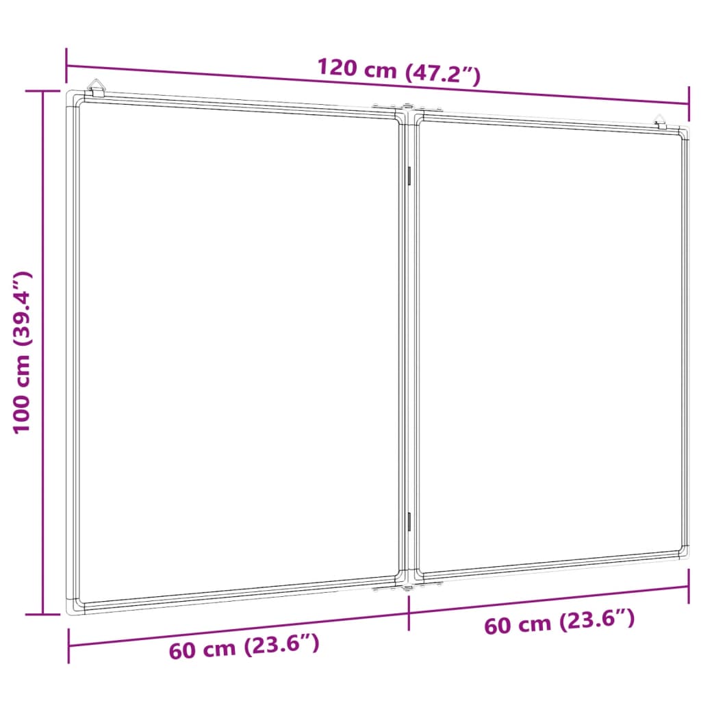 Magnetisches Whiteboard Klappbar 120x100x1,7 cm Aluminium