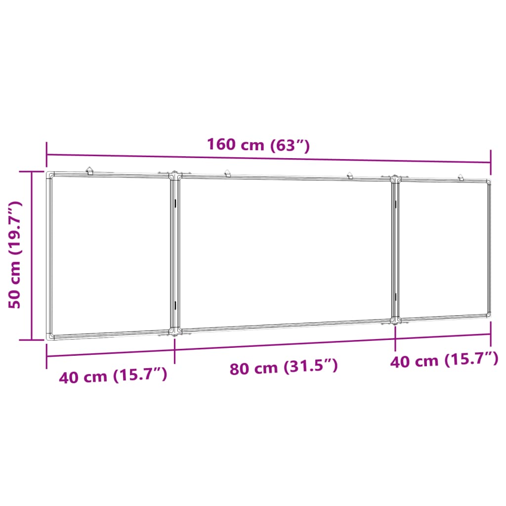 Magnetisches Whiteboard Klappbar 160x50x1,7 cm Aluminium