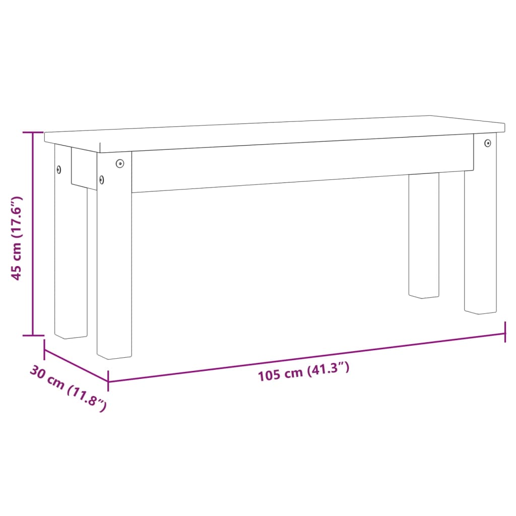 Essbank PANAMA 105x30x45 cm Massivholz Kiefer