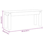 Essbank PANAMA Grau 105x30x45 cm Massivholz Kiefer