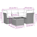 5-tlg. Garten-Sofagarnitur mit Kissen Schwarz Poly Rattan