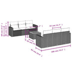 7-tlg. Garten-Sofagarnitur mit Kissen Grau Poly Rattan