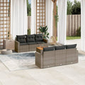 7-tlg. Garten-Sofagarnitur mit Kissen Grau Poly Rattan