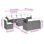9-tlg. Garten-Sofagarnitur mit Kissen Grau Poly Rattan