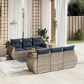 7-teiliges Gartensofa-Set mit Kissen, grau, Polyrattan