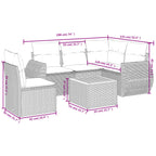 6-teiliges Gartensofa-Set mit Kissen, grau, Polyrattan