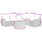 7-tlg. Garten-Sofagarnitur mit Kissen Schwarz Poly Rattan