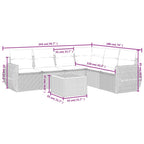 7-teiliges Gartensofa-Set mit Kissen, grau, Polyrattan