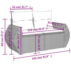 7-teiliges Gartensofa-Set mit Kissen, grau, Polyrattan