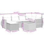 7-tlg. Garten-Sofagarnitur mit Kissen Schwarz Poly Rattan