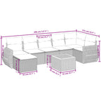 8-teiliges Gartensofa-Set mit Kissen, grau, Polyrattan