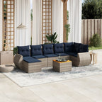 8-teiliges Gartensofa-Set mit Kissen, grau, Polyrattan